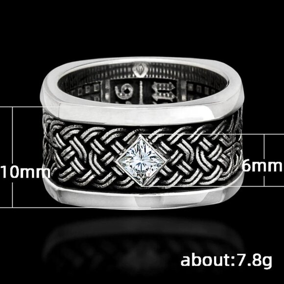 💎925 Silver Plated Unique Black Huge Heavy Men Ring, MLNN1239 - Picture 3 of 4